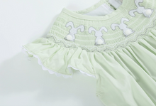 Load image into Gallery viewer, Bunny Smocked Romper, Honeydew