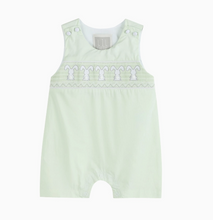 Load image into Gallery viewer, Bunny Smocked Shortalls | Honeydew