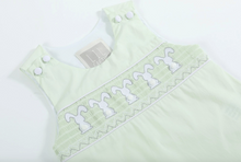 Load image into Gallery viewer, Bunny Smocked Shortalls | Honeydew