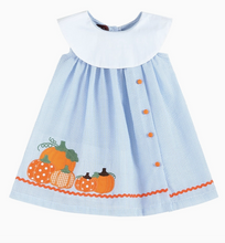 Load image into Gallery viewer, Blue Seersucker Pumpkin Dress