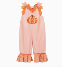 Load image into Gallery viewer, Orange Pinstripe Pumpkin Romper
