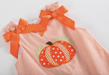 Load image into Gallery viewer, Orange Pinstripe Pumpkin Romper