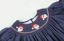 Load image into Gallery viewer, Santa Smocked Dress | Navy Blue