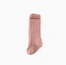 Load image into Gallery viewer, Cable Knit Tights | Blush