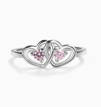 Load image into Gallery viewer, Sterling Silver Double Heart Ring | Pink