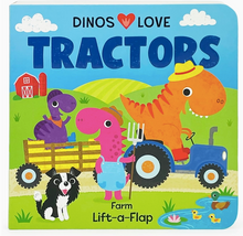 Load image into Gallery viewer, Dinos Love Tractors Lift-A-Flap Book
