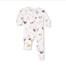 Load image into Gallery viewer, Chickens Zipper Romper | White