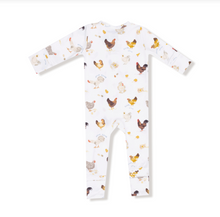 Load image into Gallery viewer, Chickens Zipper Romper | White