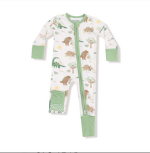 Load image into Gallery viewer, Baby Loves Dinos Zipper Romper | Green