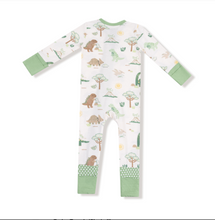 Load image into Gallery viewer, Baby Loves Dinos Zipper Romper | Green