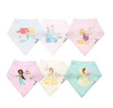 Load image into Gallery viewer, Disney Princess Bandana Bib Set (6-pack)