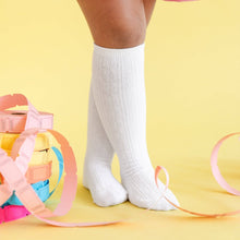 Load image into Gallery viewer, Cable Knit Knee High Socks | White