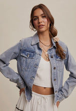 Load image into Gallery viewer, Ruffled Hem Denim Jacket
