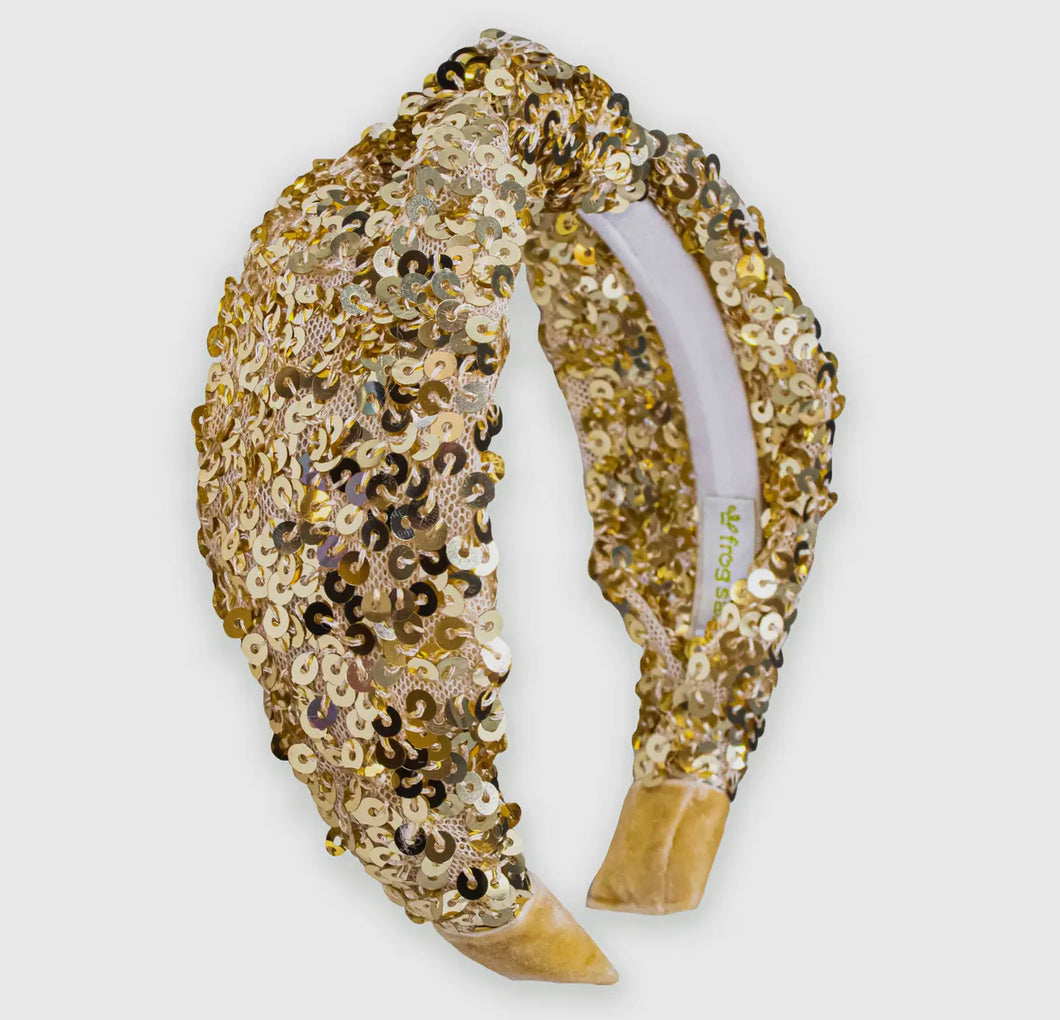 Sequin Knot Headband | Gold