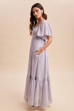 Load image into Gallery viewer, Lace Flutter Sleeve Maxi Dress | Whisper Grey
