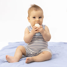 Load image into Gallery viewer, Henley Shortie Romper | Navy Stripe
