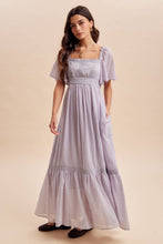 Load image into Gallery viewer, Lace Flutter Sleeve Maxi Dress | Whisper Grey
