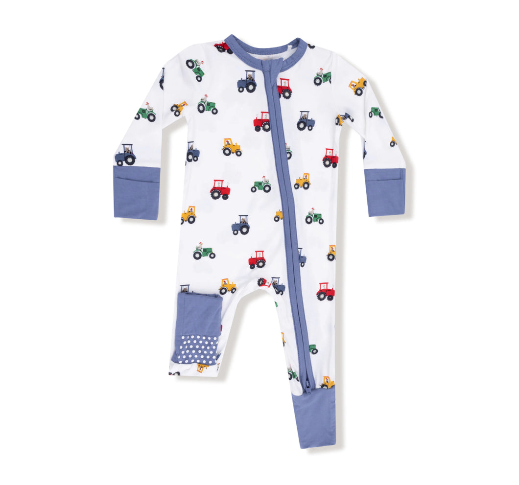 Mini Tractors Zipper Romper