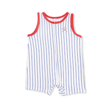 Load image into Gallery viewer, Baseball Stripe Sleeveless Shortie Romper

