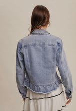 Load image into Gallery viewer, Ruffled Hem Denim Jacket
