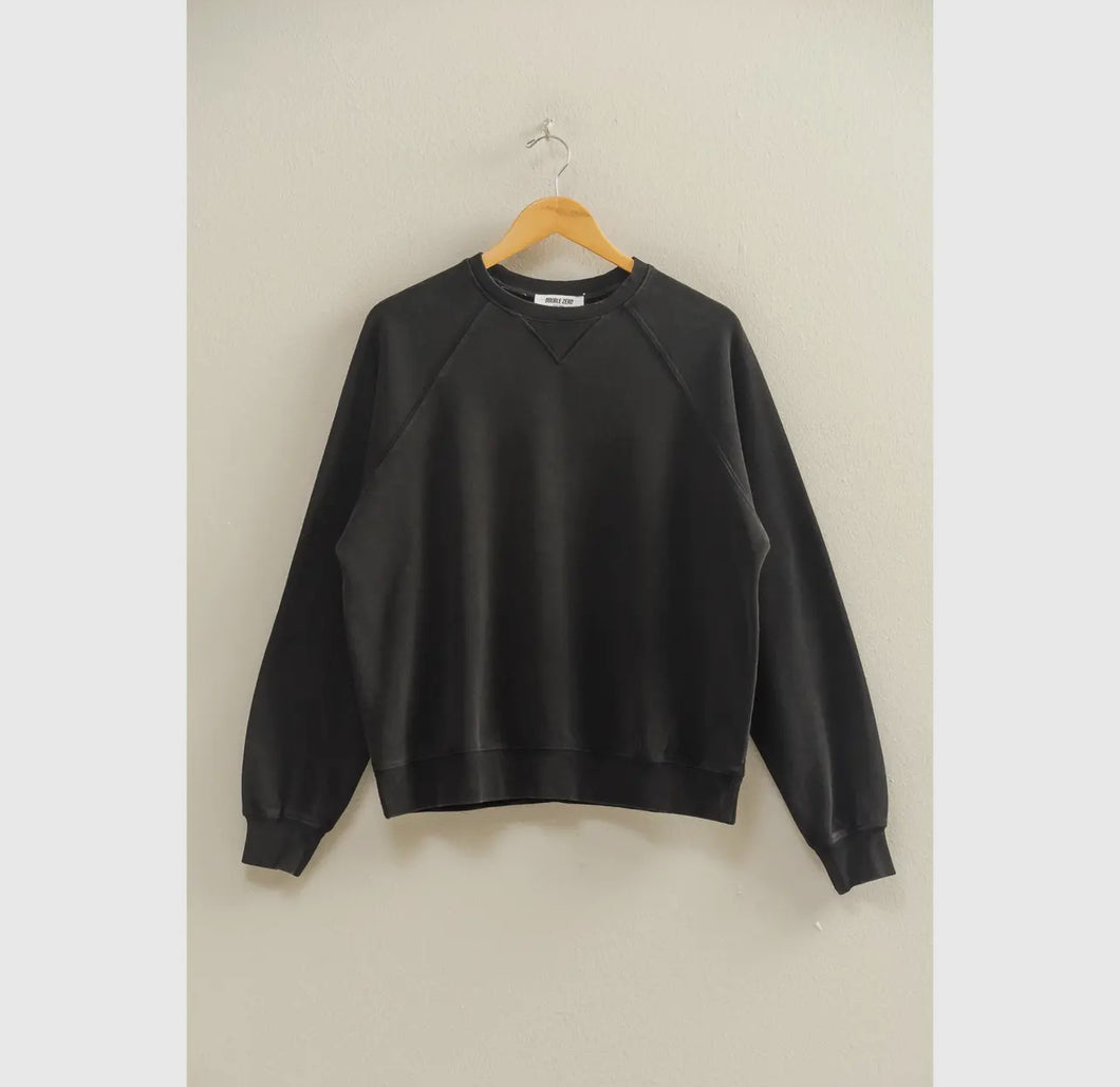 Mineral Washed Crewneck | Black