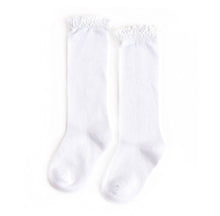 Load image into Gallery viewer, Lace Top Knee High Socks | White
