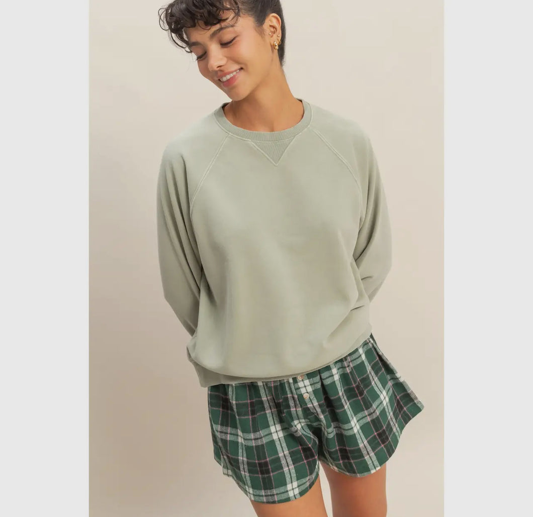 Mineral Washed Crewneck | Sage Green