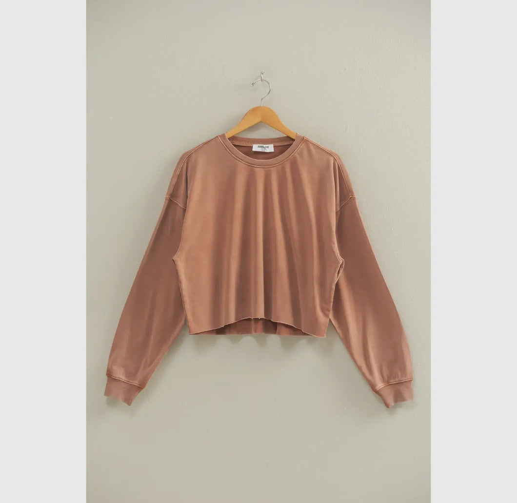 Cropped Crewneck Sweatshirt | Chestnut