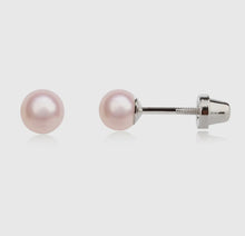 Load image into Gallery viewer, Pink Pearl Girls Earrings
