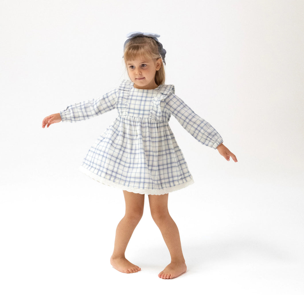 Blue Plaid L/S Dress