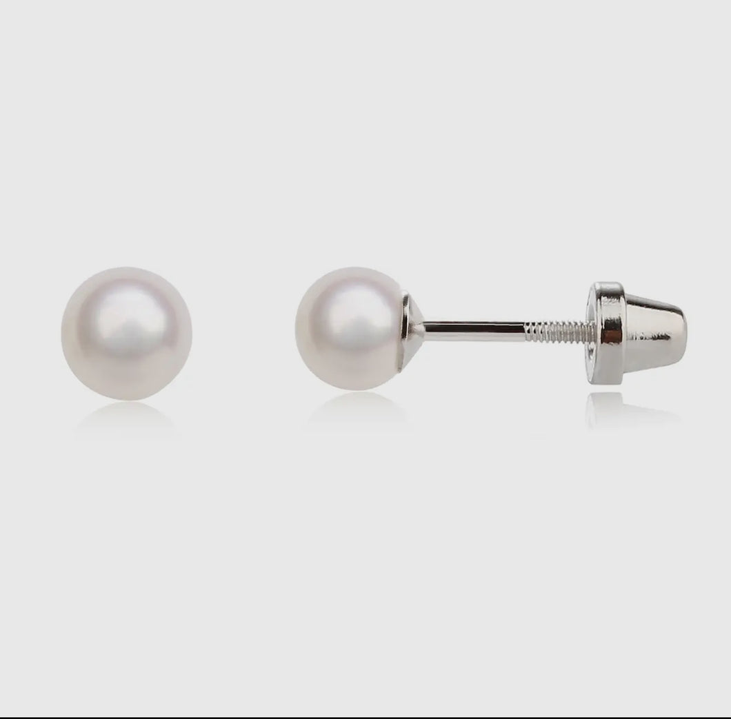 White Pearl Girls Earrings