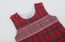 Load image into Gallery viewer, Christmas Plaid Smocked Overalls

