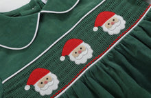 Load image into Gallery viewer, Velvet Santa Smocked Dress + Bloomers
