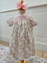 Load image into Gallery viewer, Smocked Bow Floral Bishop Dress
