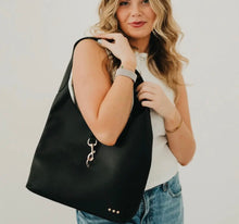 Load image into Gallery viewer, Haddie Hobo Vegan Leather Tote | Black
