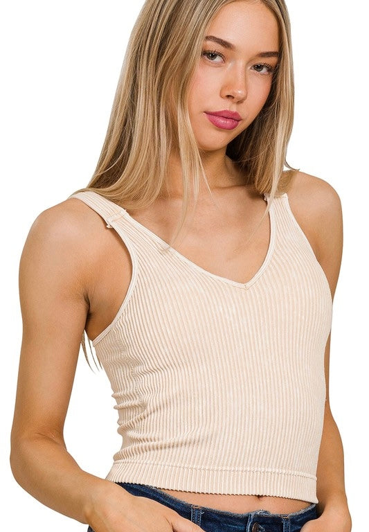 Carly Ribbed Tank | Sand Beige