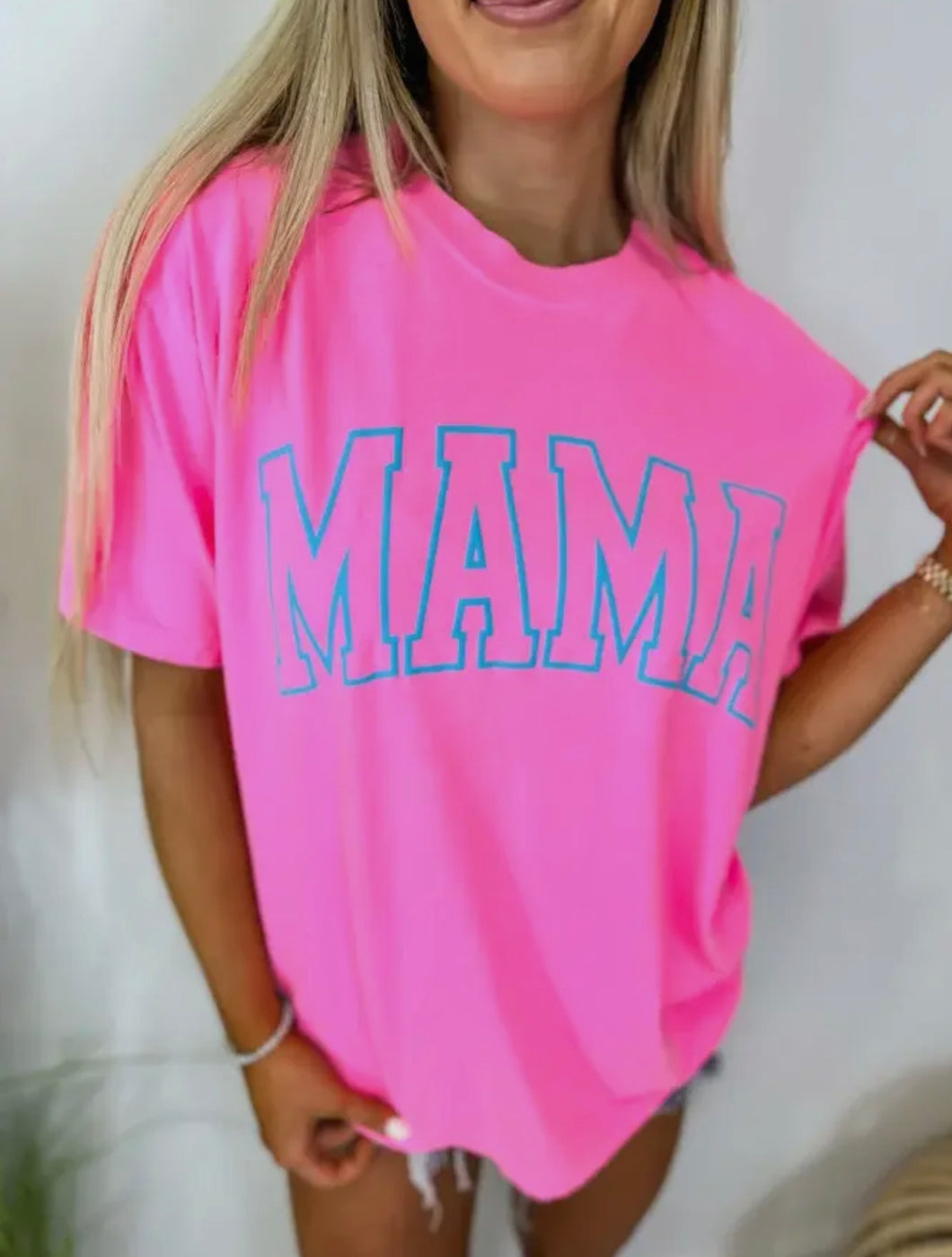 Mama Neon Pink Graphic Tee