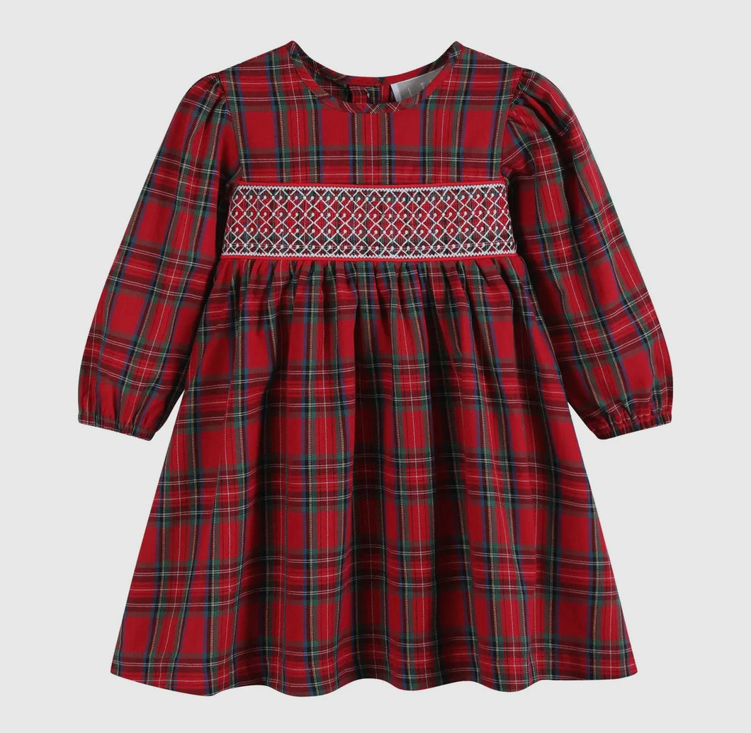 Christmas Plaid Smocked Dress