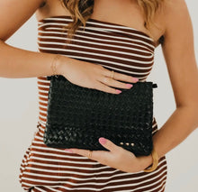 Load image into Gallery viewer, Wrenlee Woven Flap Crossbody | Black

