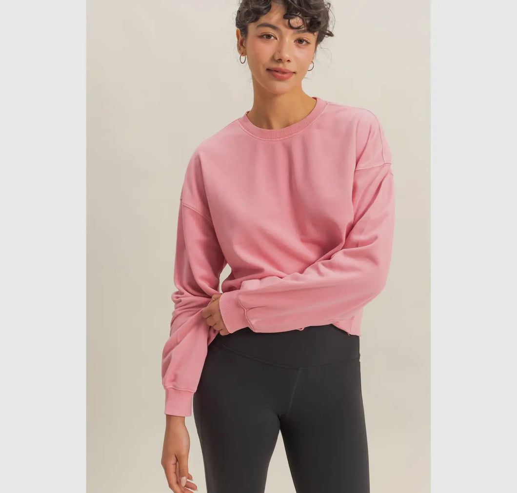 Cropped Crewneck Sweatshirt | Taffy Pink