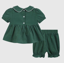Load image into Gallery viewer, Velvet Santa Smocked Dress + Bloomers
