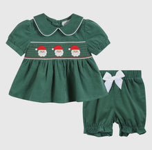 Load image into Gallery viewer, Velvet Santa Smocked Dress + Bloomers
