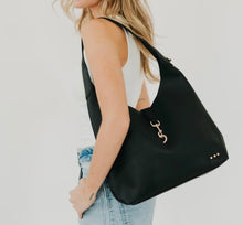 Load image into Gallery viewer, Haddie Hobo Vegan Leather Tote | Black
