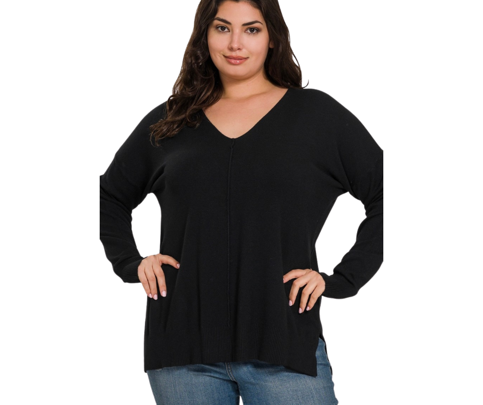 Front Seam Sweater, Black