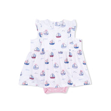 Load image into Gallery viewer, Angel Dear Sailboats Ruffle Bodysuit Dress
