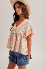 Load image into Gallery viewer, Ditsy Floral Babydoll Top | Peach
