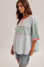 Load image into Gallery viewer, Audrey Striped Oversized Top | Sky Blue
