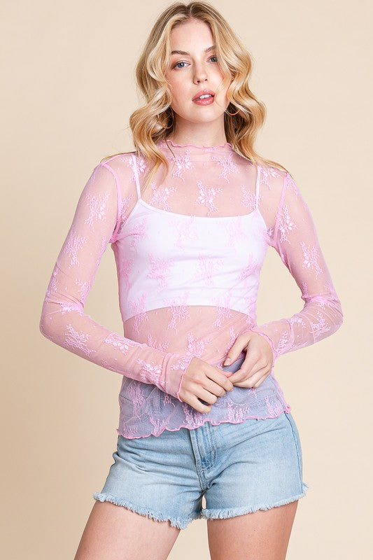 Floral Lace Top | Pink