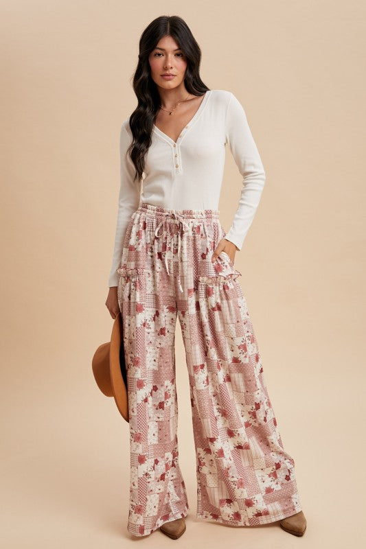Patchwork Knit Pants | Soft Rose