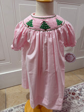 Load image into Gallery viewer, Christmas Tree Smocked Dress | Pink
